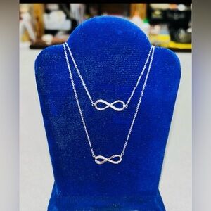 Diamond and Sterling Silver Necklace and Bracelet Infinity Set